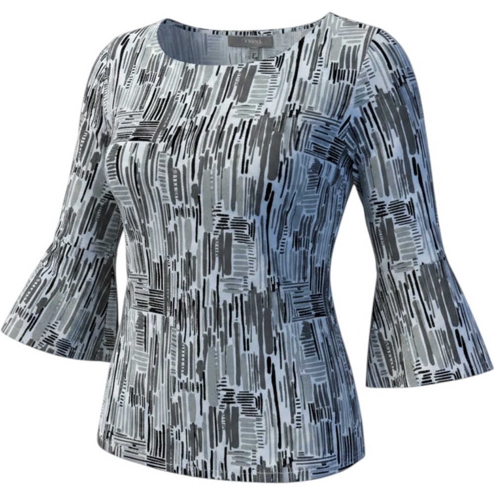 Habitat Tunic Top Size M Black White Geometric 3/4 Sleeve Relaxed Casual Artsy